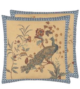 Peacock Toile Cushion 50 x 50cm by Designers Guild Sepia