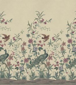 Peacock Toile Scene 1 Mural by Designers Guild Parchment