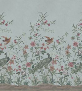 Peacock Toile Scene 1 Mural by Designers Guild Sky Blue