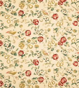 Pear & Pomegranate Fabric by Sanderson Teal/Cherry