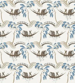 Peggy Fabric by Nina Campbell Blue/Chocolate/Ivory