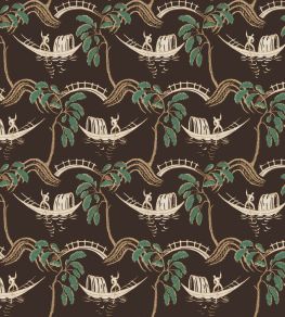 Peggy Fabric by Nina Campbell Chocolate/Jade