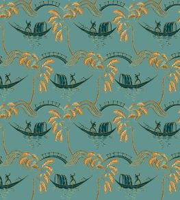 Peggy Fabric by Nina Campbell Teal