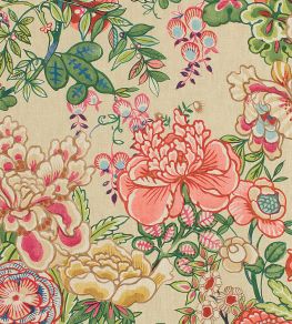 Peony Garden Fabric by Thibaut Beige