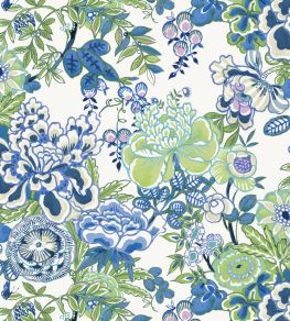 Peony Garden Wallpaper by Thibaut Blue and Green