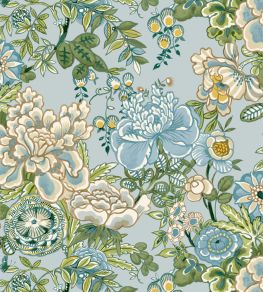 Peony Garden Wallpaper by Thibaut Spa Blue