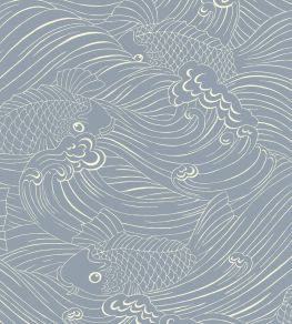 Plenty More Fish Wallpaper by Langelid Von Bromssen Washed Denim