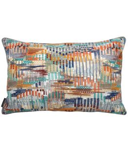 Point De Vue Cushion 40 x 60cm by Casamance Turquoise Orange Brûlee