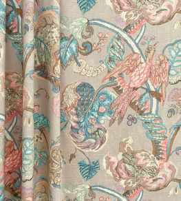 Poppinjay Linen Fabric by Ian Sanderson Copper Grey
