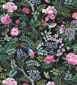 Porcelaine de Chine Velours Fabric by Designers Guild Noir