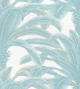 Queen Palm Wallpaper by Thibaut Spa Blue