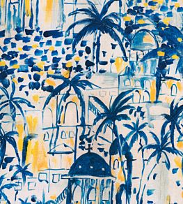 Rhodes Fabric by MINDTHEGAP Indigo Yellow