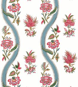 Ribbon Floral Wallpaper by Thibaut Raspberry and Teal