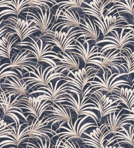 Richard Wallpaper by Caselio Bleu Nuit Cuivre