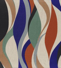 Ritournelle Fabric by Casamance Indigo / Orange Brulee