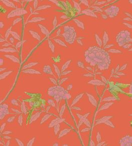 Roseberry With Birds Wallpaper by Cole & Son Vermillion