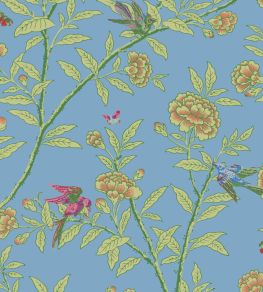 Roseberry With Birds Wallpaper by Cole & Son Hyacinth Blue