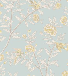 Roseberry With Birds Wallpaper by Cole & Son Powder Blue