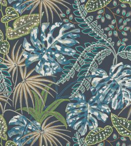 Rousseau Wallpaper by Jane Churchill Midnight/Teal
