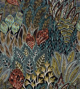 Salonga Fabric by Casamance Noir De Lune/Vert