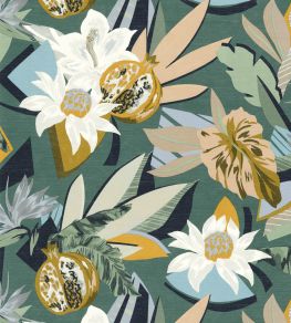 Salvador Wallpaper by Casamance Emeraude/Moutarde