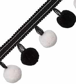 Cirque Pom Pom Fringe Trimming by Samuel & Sons Zebra