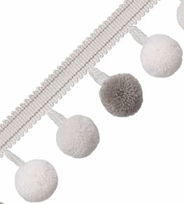 Cirque Pom Pom Fringe Trimming by Samuel & Sons Silver Birch