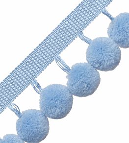 Dolce Pom Pom Fringe Trimming by Samuel & Sons Blue Frosting