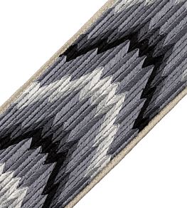 Flame Embroidered Border Trimming by Samuel & Sons Obsidian