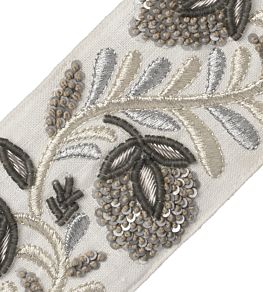 Solstice Embroidered Border Trimming by Samuel & Sons Titanium