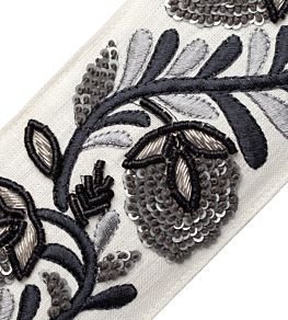 Solstice Embroidered Border Trimming by Samuel & Sons Obsidian