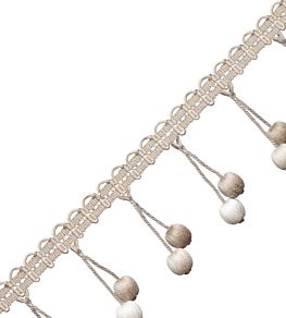 Veranda Linen Beaded Fringe Trimming by Samuel & Sons Silver Birch