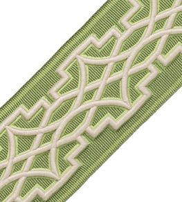 Mireille Embroidered Border Trimming by Samuel & Sons Leaf / Emerald