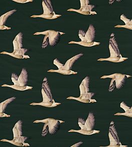 Elysian Geese Fabric by Sanderson Forest / Fig