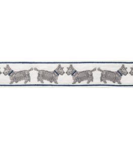 Scottie Embroidered Border Trimming by Samuel & Sons Grey