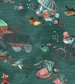 Sea Life Wallpaper by Brand McKenzie Teal & Orange