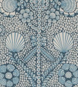 Shell Grotto Outdoor Fabric by Fermoie Blue