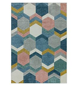 Sketch Hexagon Rug by Asiatic Multi