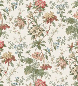 Somerhill Fabric by Nina Campbell Coral/Eucalyptus