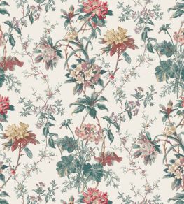 Somerhill Fabric by Nina Campbell Teal/Red/Amethyst
