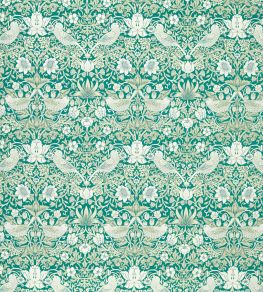 Strawberry Thief Jacquard Fabric by Clarke & Clarke Teal