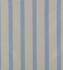 Bold Stripe Linen Fabric by Volga Linen Cornflower Blue / Natural