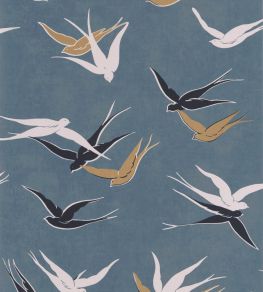Swallow Wallpaper by Casadeco Bleu Orage