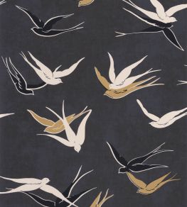 Swallow Wallpaper by Casadeco Noir Reglisse