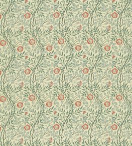 Sweet Briar Fabric by Morris & Co Green/Coral
