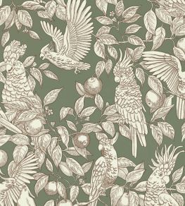 Talk About Cockatoos Wallpaper by Langelid Von Bromssen Sage Green