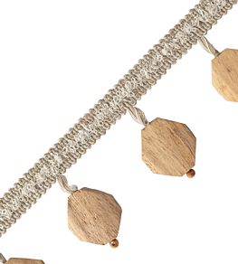 Terrace Acacia Wood Bead Fringe Trimming by Samuel & Sons Flax