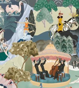 The Art Deco Hills Wallpaper by Brand McKenzie Teal & Fuschia