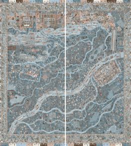 The Map Maxi Mural by Lewis & Wood Blue Almond