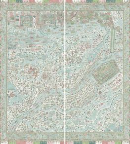 The Map Maxi Mural by Lewis & Wood Pistachio Rose